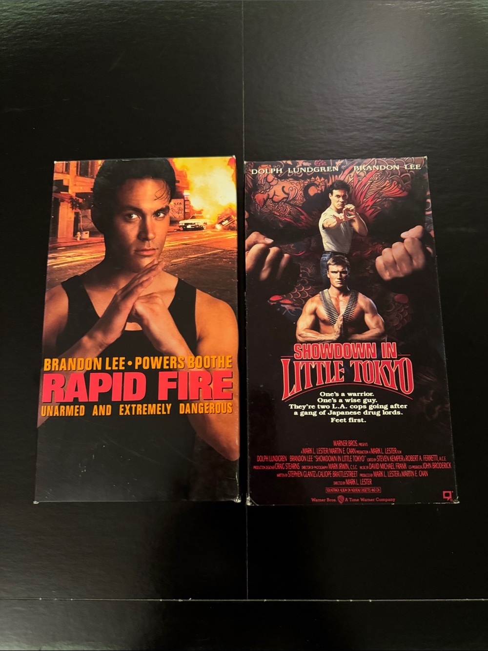 Brandon Lee movies on VHS 📼 lot of 2. RAPID FIRE & Showdown in Little Tokyo